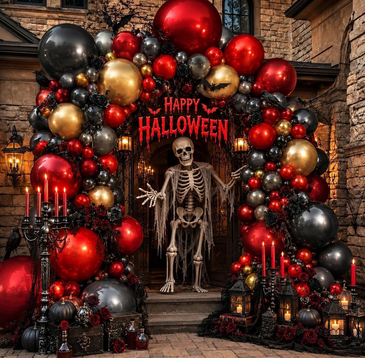 Balloon Arch Kit - Kit Dekorasi Balon Halloween, Balon Ganda
