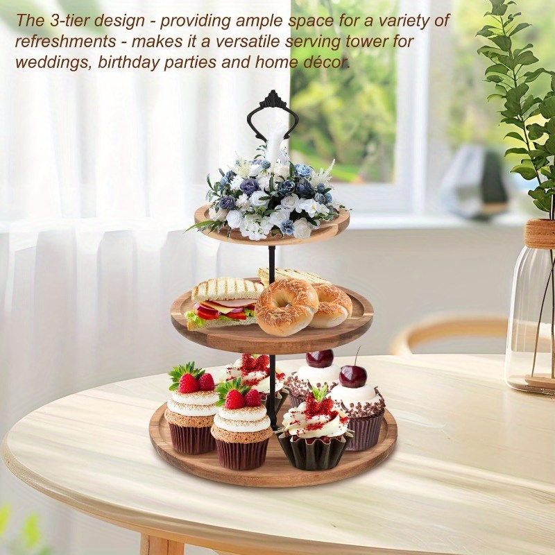 Cupcake Stand Tier - Stand Kue 3 Tingkat dari Kayu
