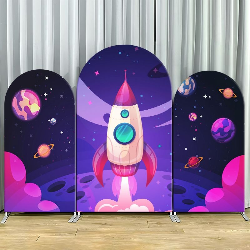 Event Launch Party - Backdrop Elastis Dua Lapis Berbentuk Lengkung