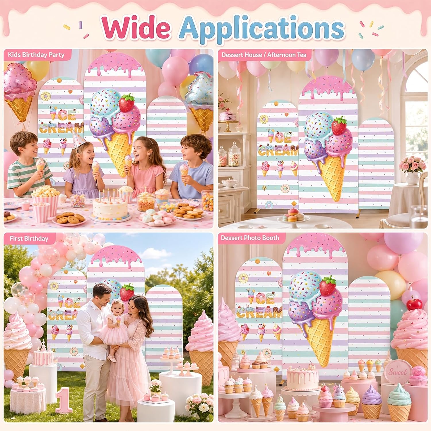 Latar Belakang Lengkung Es Kri - Dessert Table Backdrop ulasan dan harga